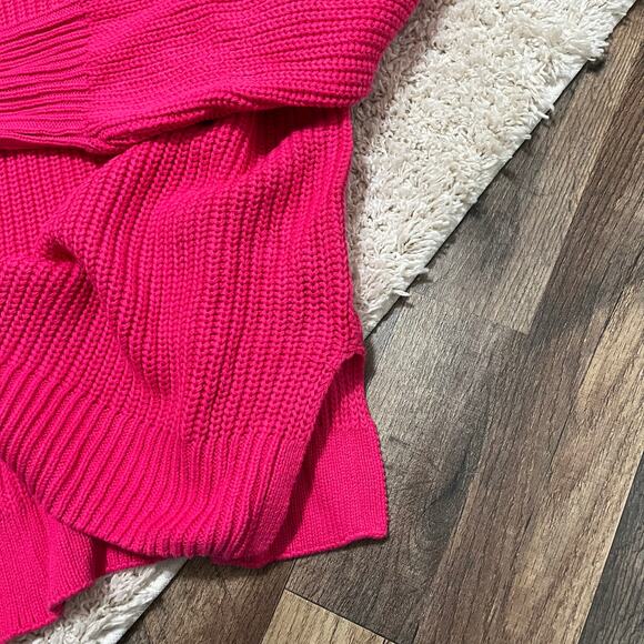Cupcakes & Cashmere XS Oversized Pink Mock Neck Ribbed 100% Cotton Sweater NWT - Picture 5 of 7